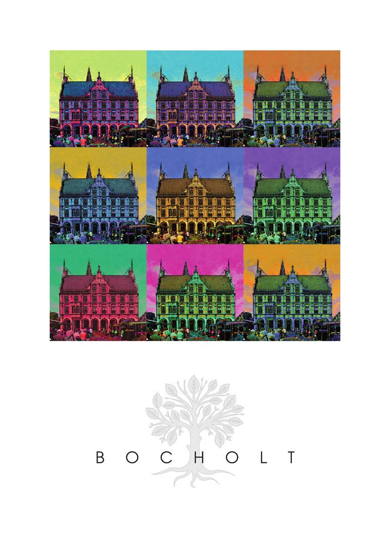 Historisches Rathaus Bocholt mit Marktszene - neun Motive auf einem Bild