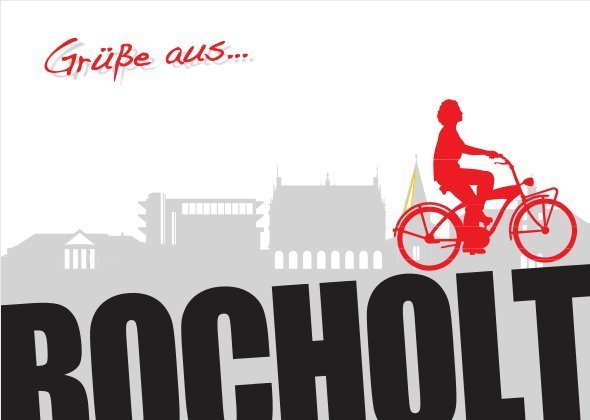 Postkarte Bocholt - Fahrradfahrerin