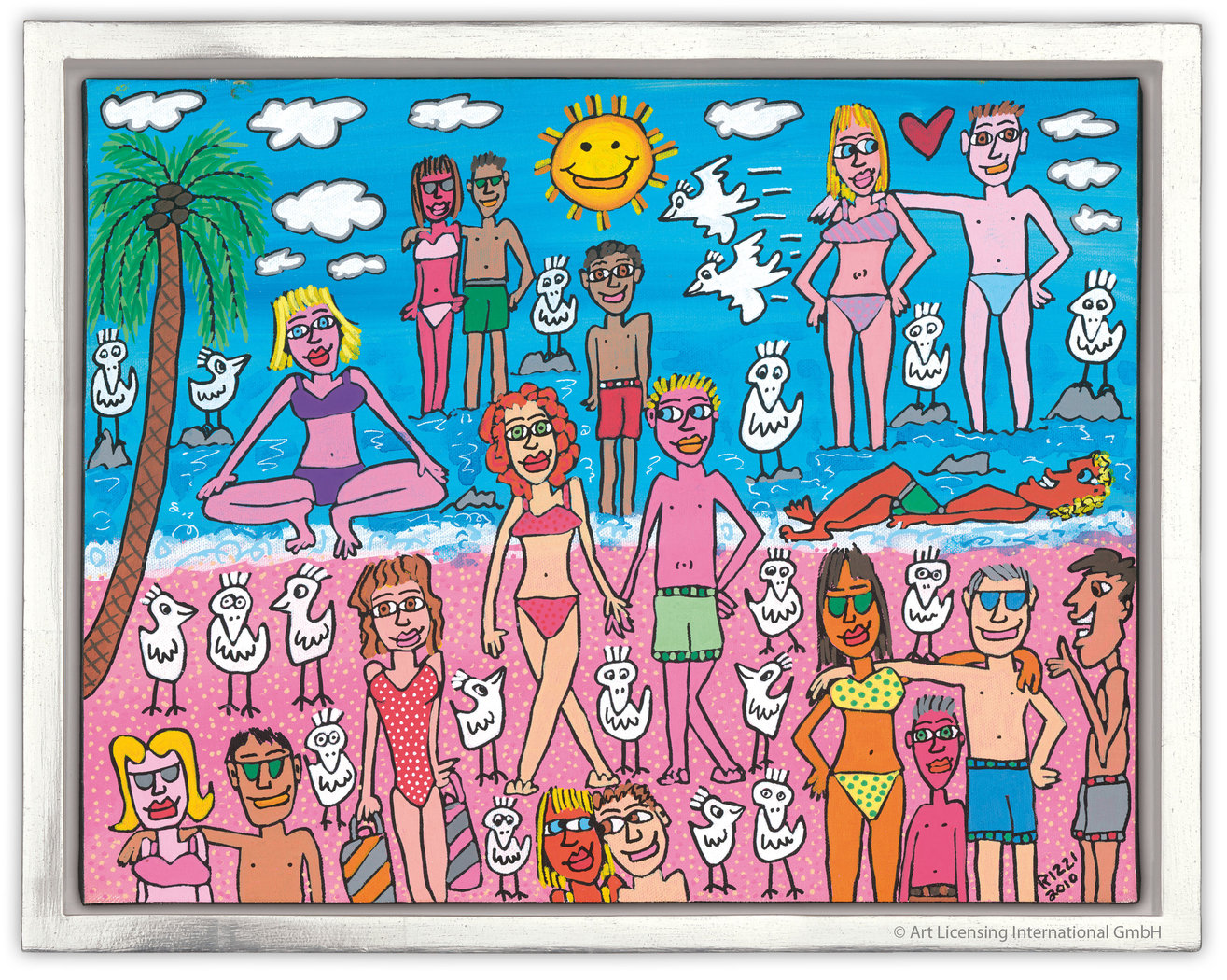 James Rizzi - BEING ON THE BEACH - inklusive Rahmen