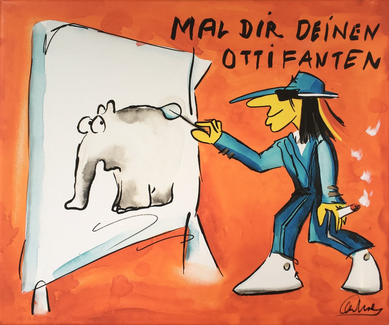 Otto Waalkes - Mal Dir Deinen Ottifanten  - Leinwandbild inklusive Schattenfugenrahmen