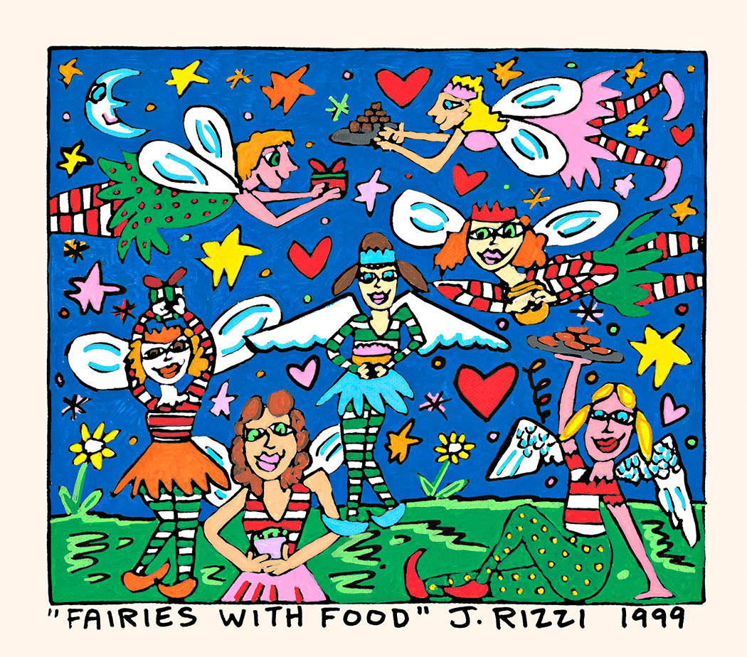 James Rizzi - FAIRIES WITH FOOD - inkl. Rahmen